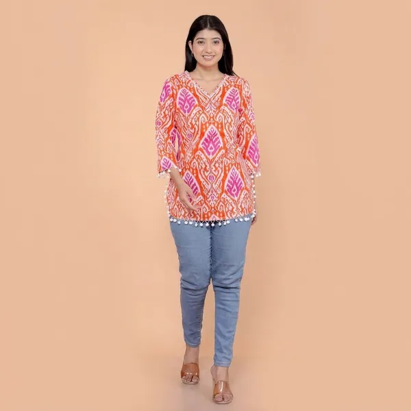 Orange_Cotton_Straight_Kurti_For_Women