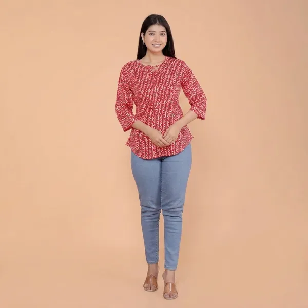 Red_Cotton_Kurti_For_Women