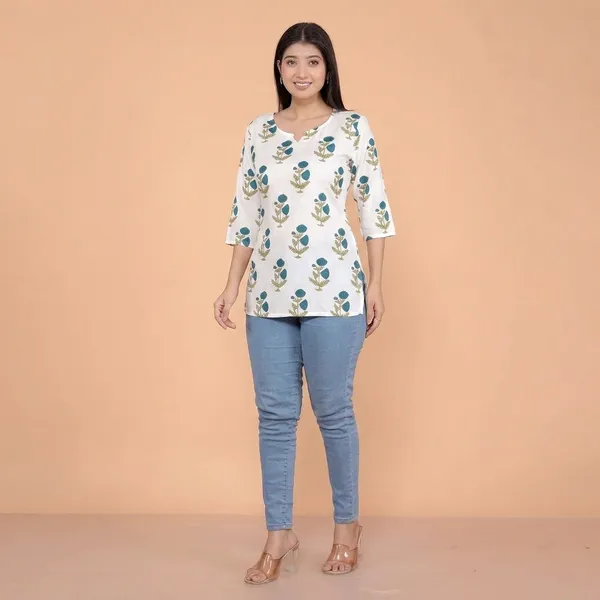 Pure_White_Rayon_Short_Kurti_For_Women