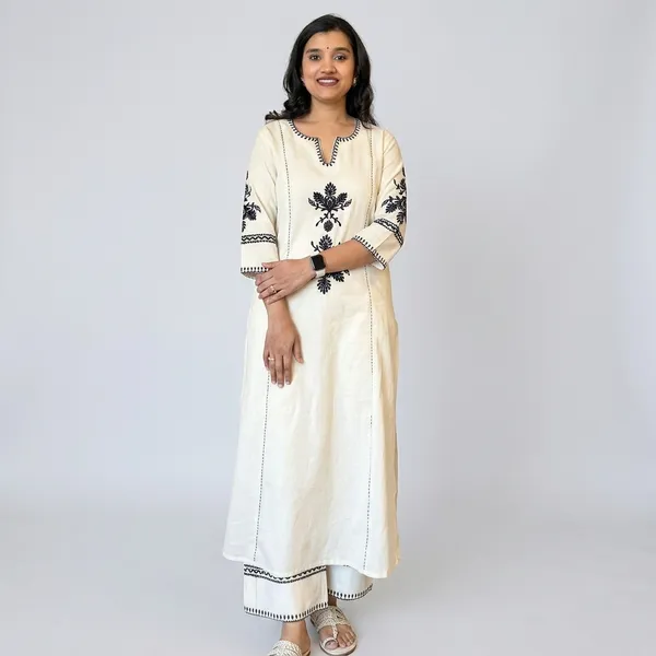 White_Cotton__Polyester_Kurta_With_Palazzo_For_Women
