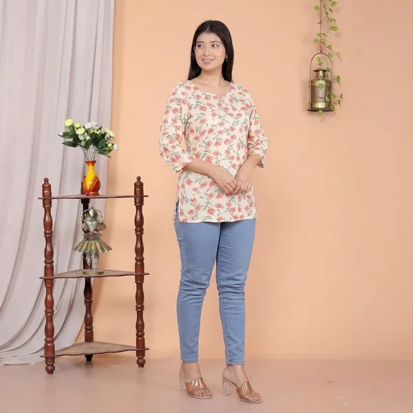 White_Rayon_Short_Kurti_For_Women