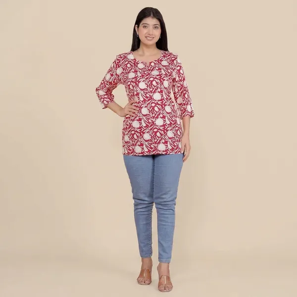 Red_Rayon_Short_Kurti_For_Women