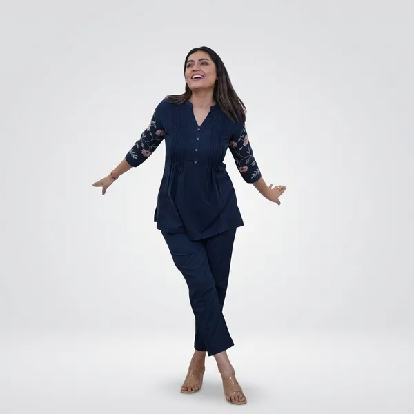 Blue_Cotton_Kurti_With_Pant_Set_For_Women