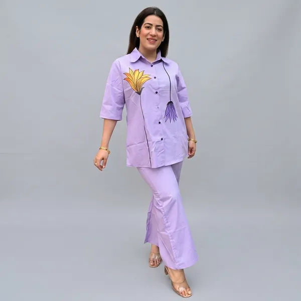 Purple_Cotton__Polyester__Kurti_With_Pant_Set_For_Women