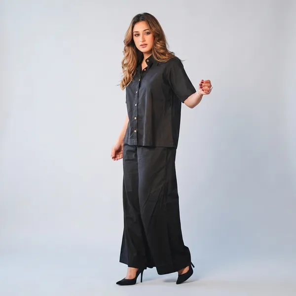 Black_Cotton_Kurti_With_Pant_Set_For_Women