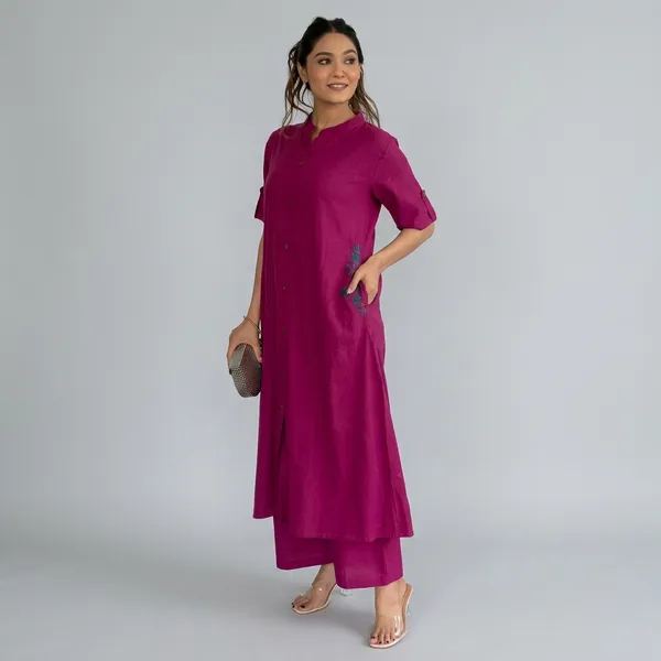 Pink_Cotton__Polyester_Kurti_With_Palazzo_For_Women