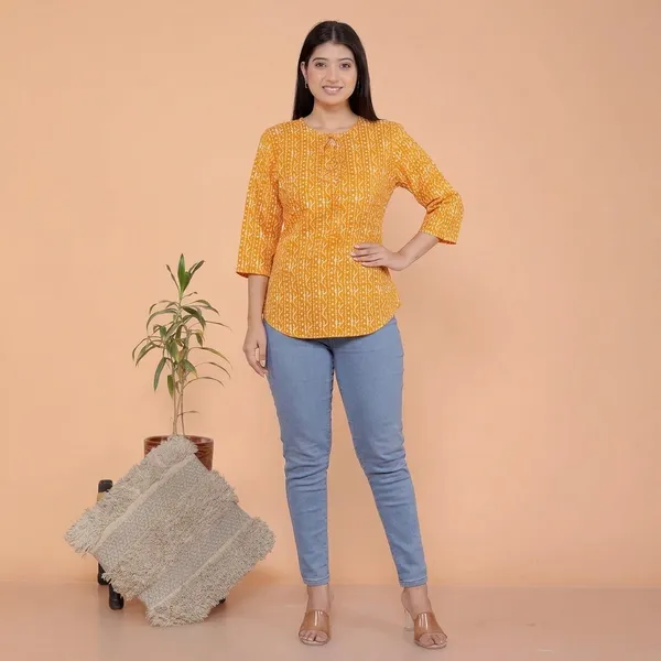 Yellow_Cotton_Kurti_For_Women