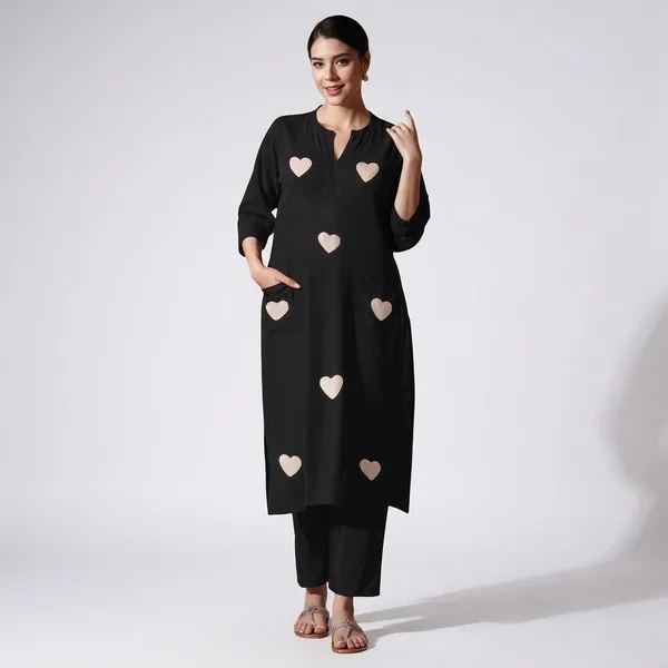 Black_Cotton_Kurti_With_Pant_Set_For_Women