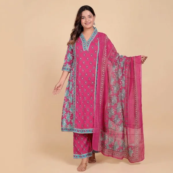 Pink_Cotton_Kurti_With_Pant_Set_For_Women