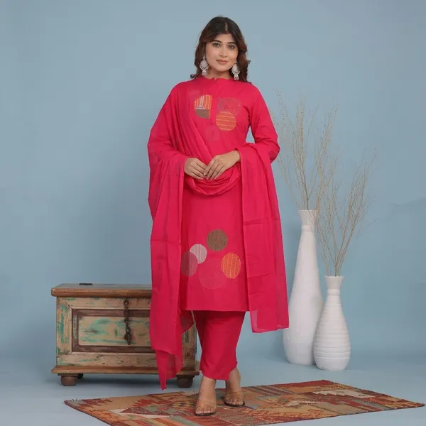 Pink_Cotton_Kurti_With_Pant_Set_For_Women