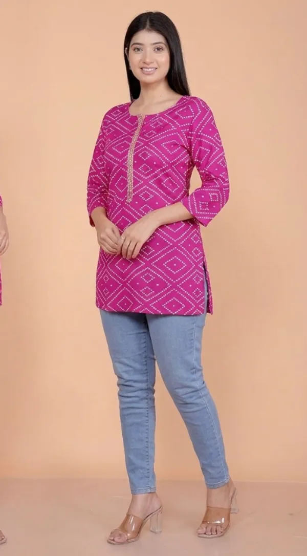 Pink_Cotton_Straight_Kurti_For_Women