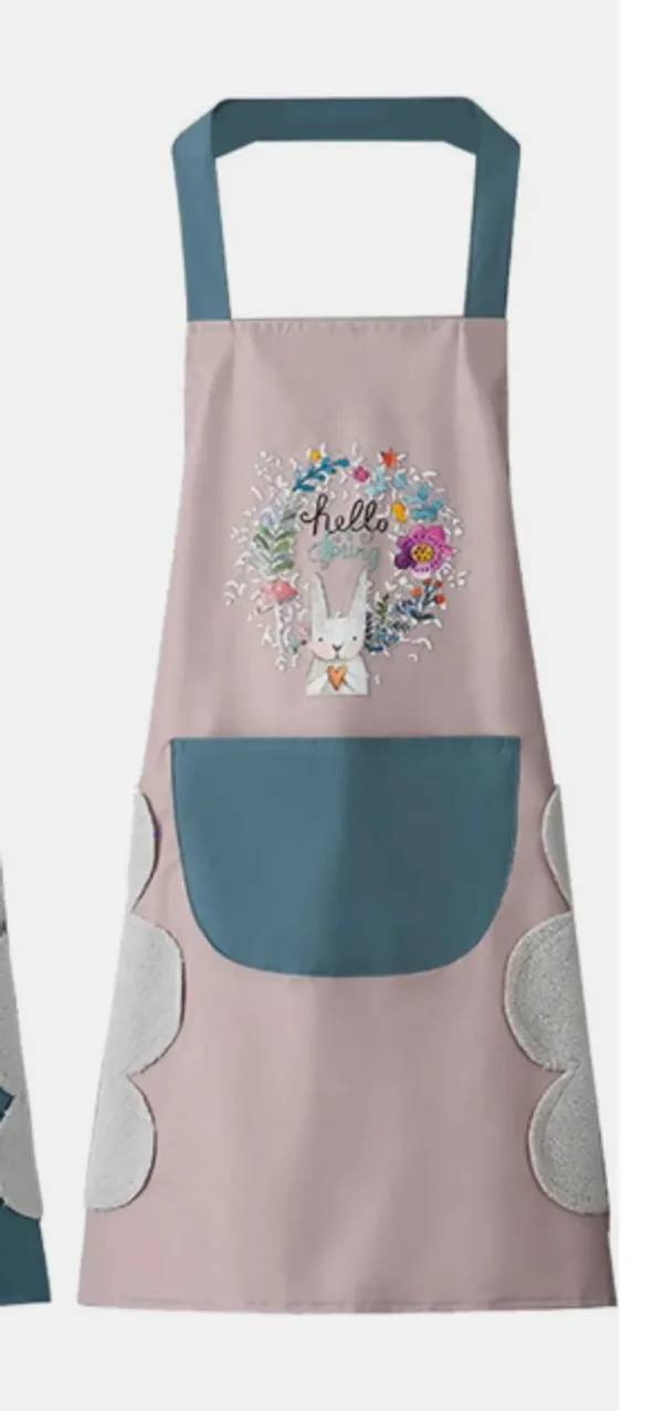 Polyester_Waterproof_Floral_Bunny_Print_Kitchen_Apron