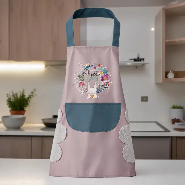 Polyester_Waterproof_Floral_Bunny_Print_Kitchen_Apron