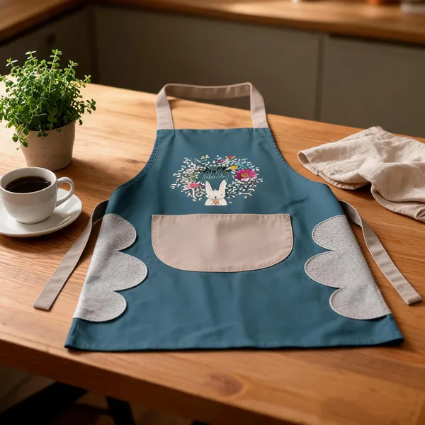 Polyester_Waterproof_Floral_Rabbit_Print_Kitchen_Apron_Pack_of_2