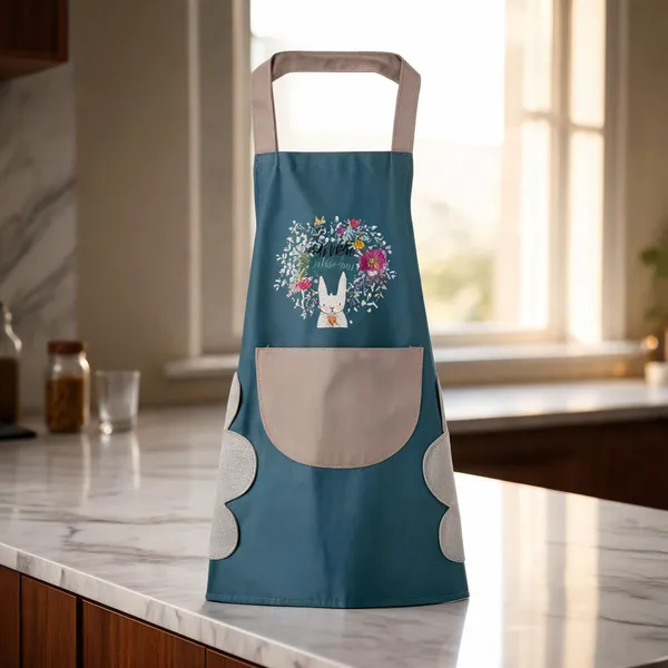 Polyester_Waterproof_Floral_Rabbit_Print_Kitchen_Apron_Pack_of_2