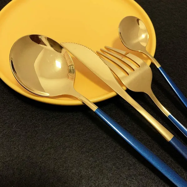 Stainless_Steel_Blue_Handle_Mirror_Finish_Cutlery_Set_4_Pieces