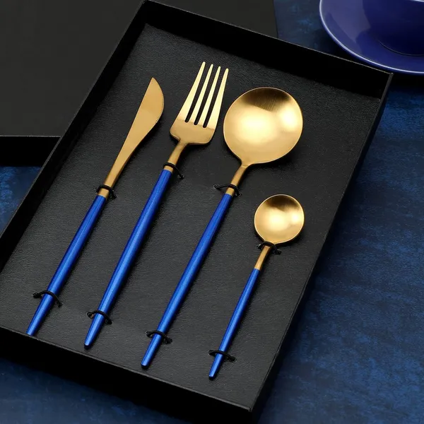 Stainless_Steel_Blue_Handle_Mirror_Finish_Cutlery_Set_4_Pieces