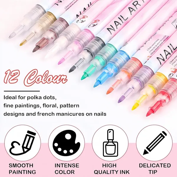 12_Colors_Acrylic_Water-Based_Nail_Art_Pens_Ultra_Fine_Tip_Set