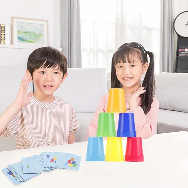 Montessori_Speed_Stacking_Cups_Game_With_Pattern_Cards_And_Bell