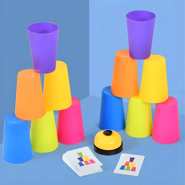 Montessori_Speed_Stacking_Cups_Game_With_Pattern_Cards_And_Bell