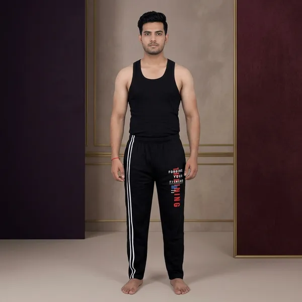 SKYBEN_Self_Design,_Printed_Men_Black_And_Grey_Track_Pants