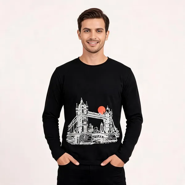 SKYBEN_Abstract_Men_Round_Neck_Black_T_Shirt