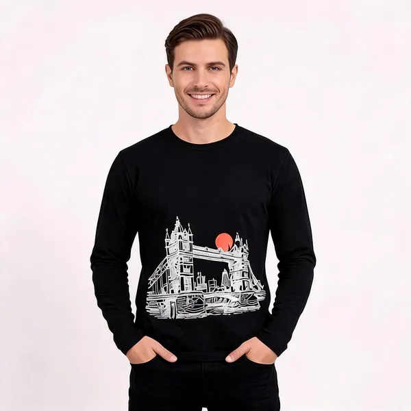 SKYBEN_Abstract_Men_Round_Neck_Black_T_Shirt