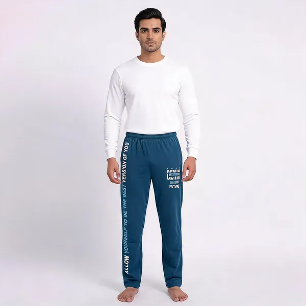 SKYBEN_Self_Design,_Printed_Men_Teal_And_Navy_Blue_Track_Pants