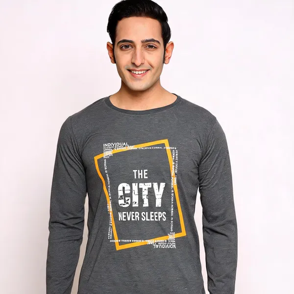 SKYBEN_Typography_Men_Round_Neck_Dark_Grey_T_Shirt