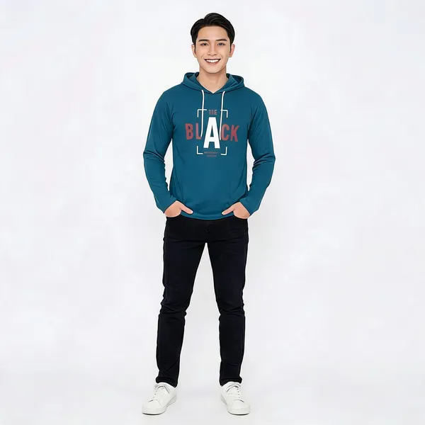 SKYBEN_Printed_Men_Hooded_Neck_Teal_T_Shirt
