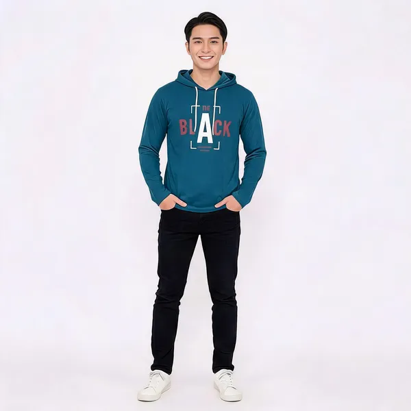 SKYBEN_Printed_Men_Hooded_Neck_Teal_T_Shirt