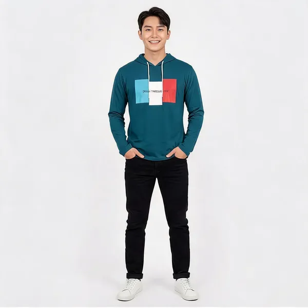 SKYBEN_Printed_Men_Hooded_Neck_Teal_T_Shirt