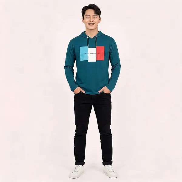 SKYBEN_Printed_Men_Hooded_Neck_Teal_T_Shirt