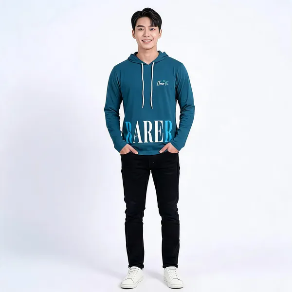 SKYBEN_Printed_Men_Hooded_Neck_Teal_T_Shirt