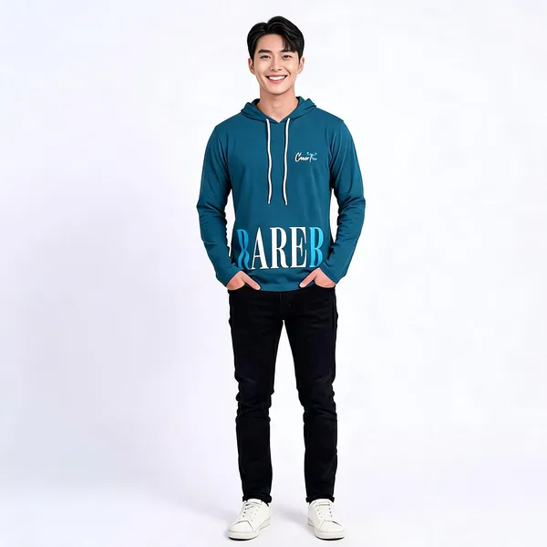 SKYBEN_Printed_Men_Hooded_Neck_Teal_T_Shirt