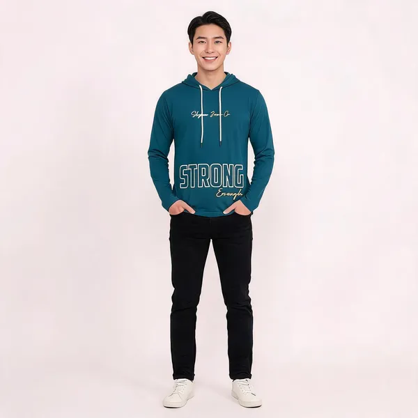 SKYBEN_Printed_Men_Hooded_Neck_Teal_T_Shirt