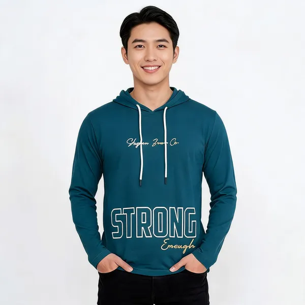 SKYBEN_Printed_Men_Hooded_Neck_Teal_T_Shirt