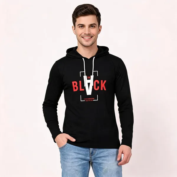 SKYBEN_Graphic_Print,_Typography_Men_Hooded_Neck_Black_T_Shirt