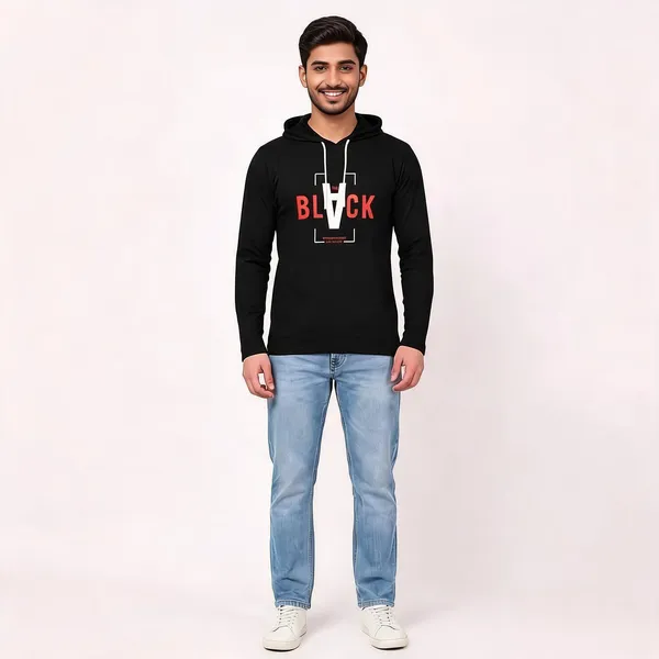 SKYBEN_Graphic_Print,_Typography_Men_Hooded_Neck_Black_T_Shirt