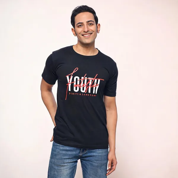 SKYBEN_Printed_Men_Round_Neck_Black_T_Shirt