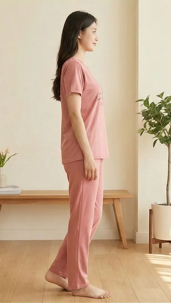 SKYBEN_Women_Printed_Peach_Top_And_Pyjama_Set