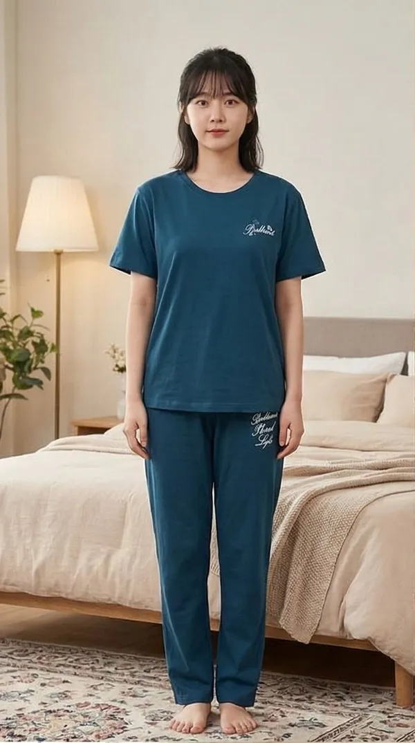 SKYBEN_Women_Printed_Teal_Blue_Top_And_Pyjama_Set