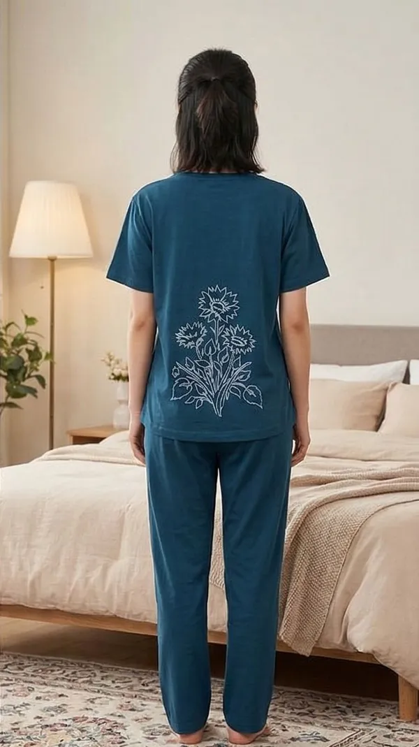 SKYBEN_Women_Printed_Teal_Blue_Top_And_Pyjama_Set