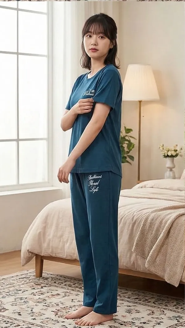 SKYBEN_Women_Printed_Teal_Blue_Top_And_Pyjama_Set