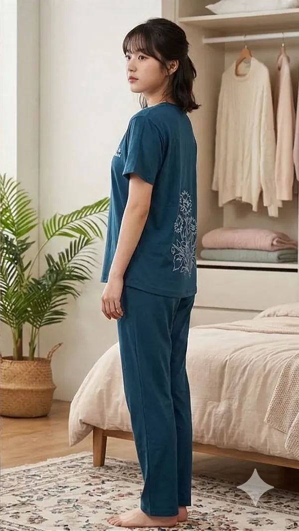SKYBEN_Women_Printed_Teal_Blue_Top_And_Pyjama_Set