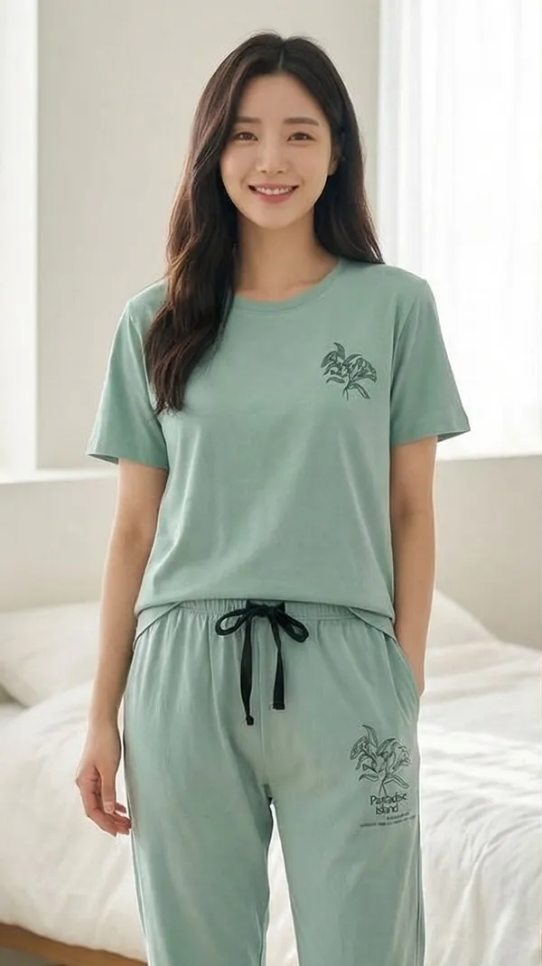 SKYBEN_Women_Printed_Sage_Green_Top_And_Pyjama_Set