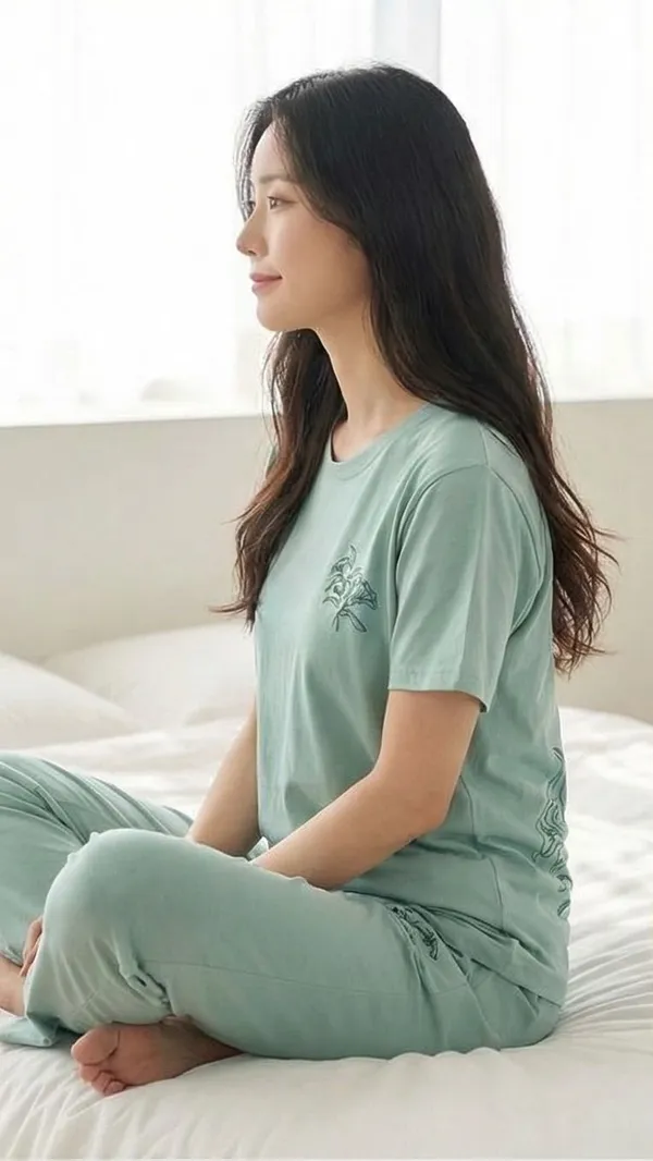 SKYBEN_Women_Printed_Sage_Green_Top_And_Pyjama_Set