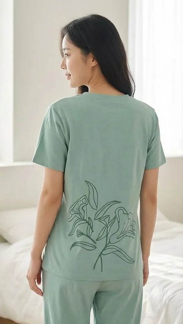 SKYBEN_Women_Printed_Sage_Green_Top_And_Pyjama_Set