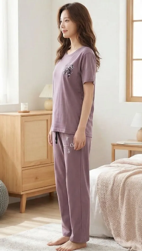 SKYBEN_Women_Printed_Mauve_Top_And_Pyjama_Set