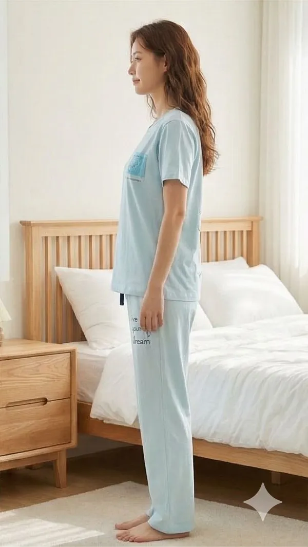 SKYBEN_Women_Printed_Sky_Blue_Top_And_Pyjama_Set